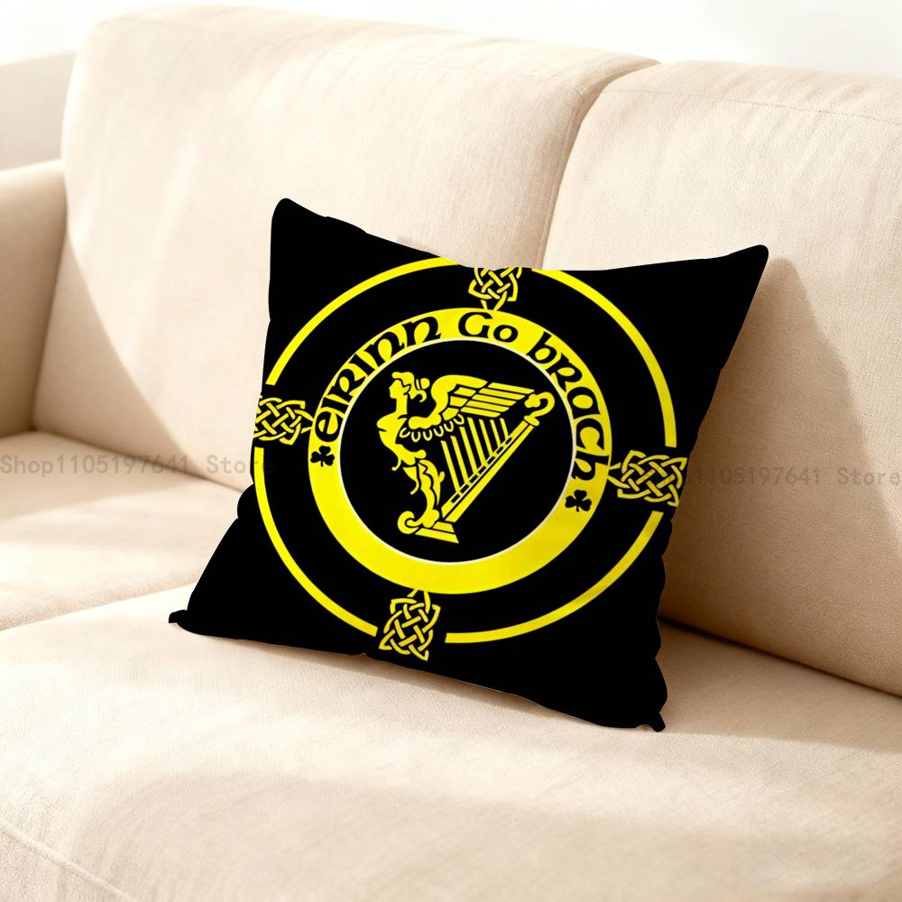 Ireland Flag Irish Harp Erin Go Pillow Case Cartoon Anime Peripheral Bedroom Sofa Decorative Cushion Cover Soft Cushion Cover