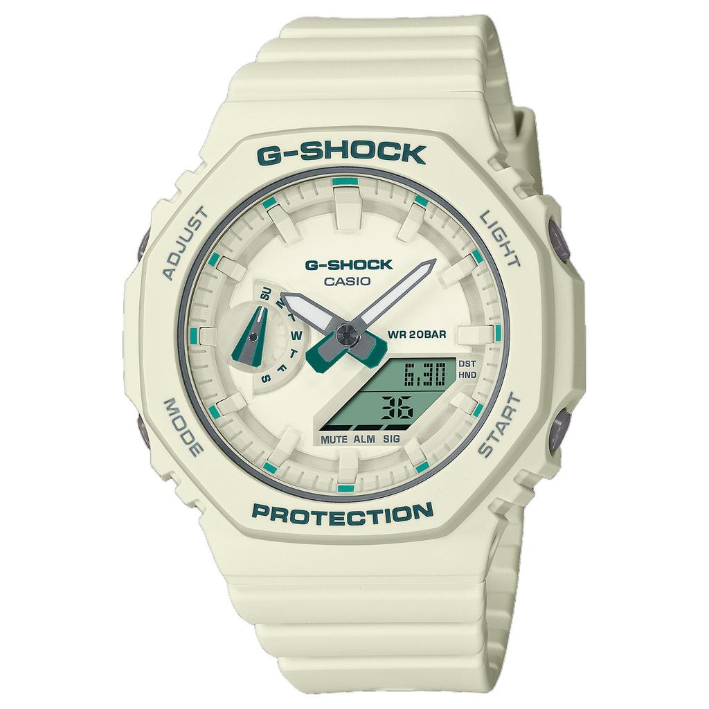 Casio / Часы с кварцевым механизмом и полимерным ремешком, унисекс, белый циферблат, GMA-S2100GA-7A