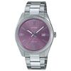 Casio Men's Analog Quartz Watch 38.5mm Lavender Purple Sunray Dial Stainless Steel Bracelet