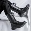 Men's High-Top Genuine Leather Boots British Style Casual Riding Boots Fashionable Motorcycle Boots Thick Sole Zipper Work Shoes
