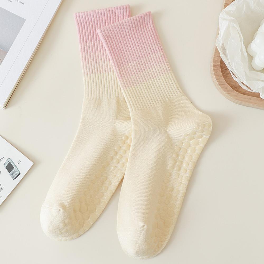 Non-Slip Mid-Calf Socks Gradient Color Sports Dance Socks New Middle Tube Socks Women