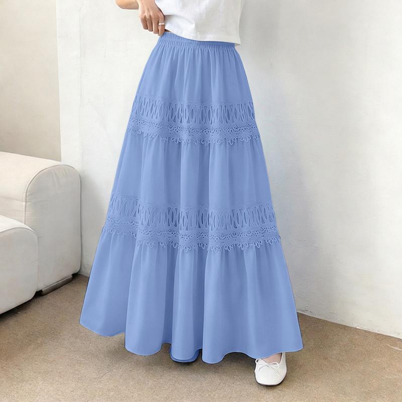 ZANZEA Женские повседневные свободные праздничные длинные юбки с эластичной талией