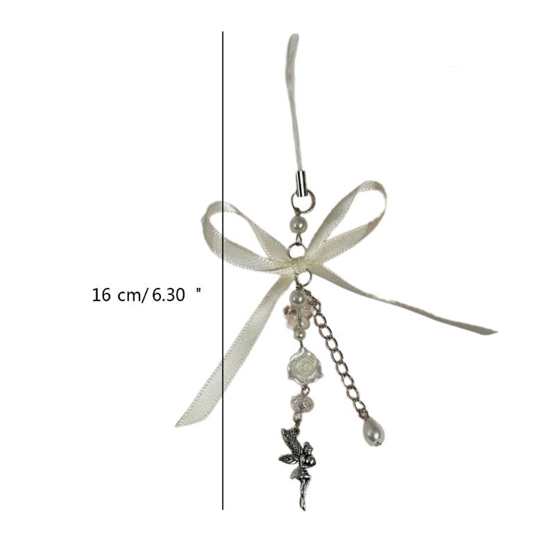 Ручная работа Роза Цветок Цепочка для телефона Подвеска Ангел Брелок Сладкий Крутой Бантик Ремешок для телефона Акриловый Брелок Украшение для сумки