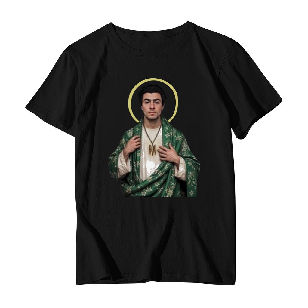 Унисекс Повседневный свободный принтованный свитер с круглым вырезом и коротким рукавом