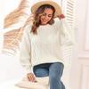 Women's Autumn and Winter Solid Color Crew-neck Long Sleeve Twist Casual Knit Sweater