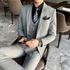 Men's Three-Piece Slim Fit Business Suit - Korean Style Blazer for Weddings and Formal Events