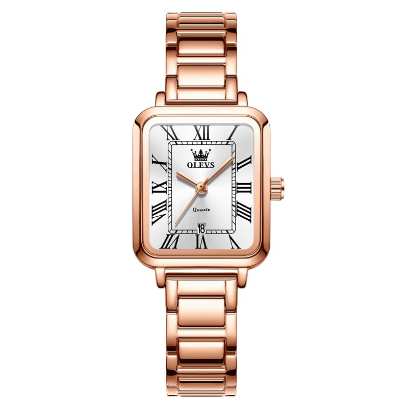 OLEVS Quartz Simple and Rose Gold and Perfect Gift for Women Women's Watch, Elegant, Luminous, White,
