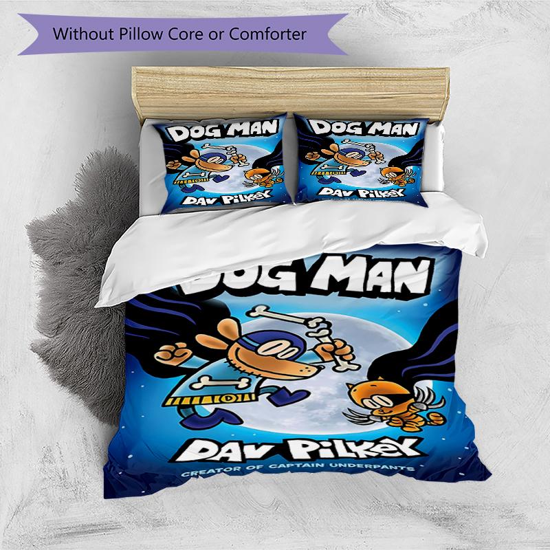 3pcs DogMan1 Design Cover Set - HD Printed Bedding with 1 Cover and 2 Pillowcases - Perfect for Home and Dorm Decor