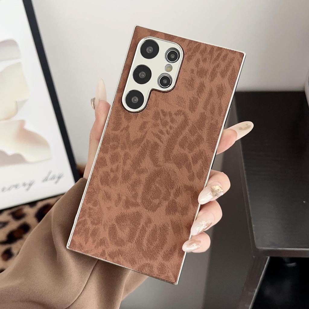 Совместимый чехол для телефона Samsung S25 Ultra с гальваническим леопардовым принтом, противоударный для S24/S24 Ultra/S23 Ultra