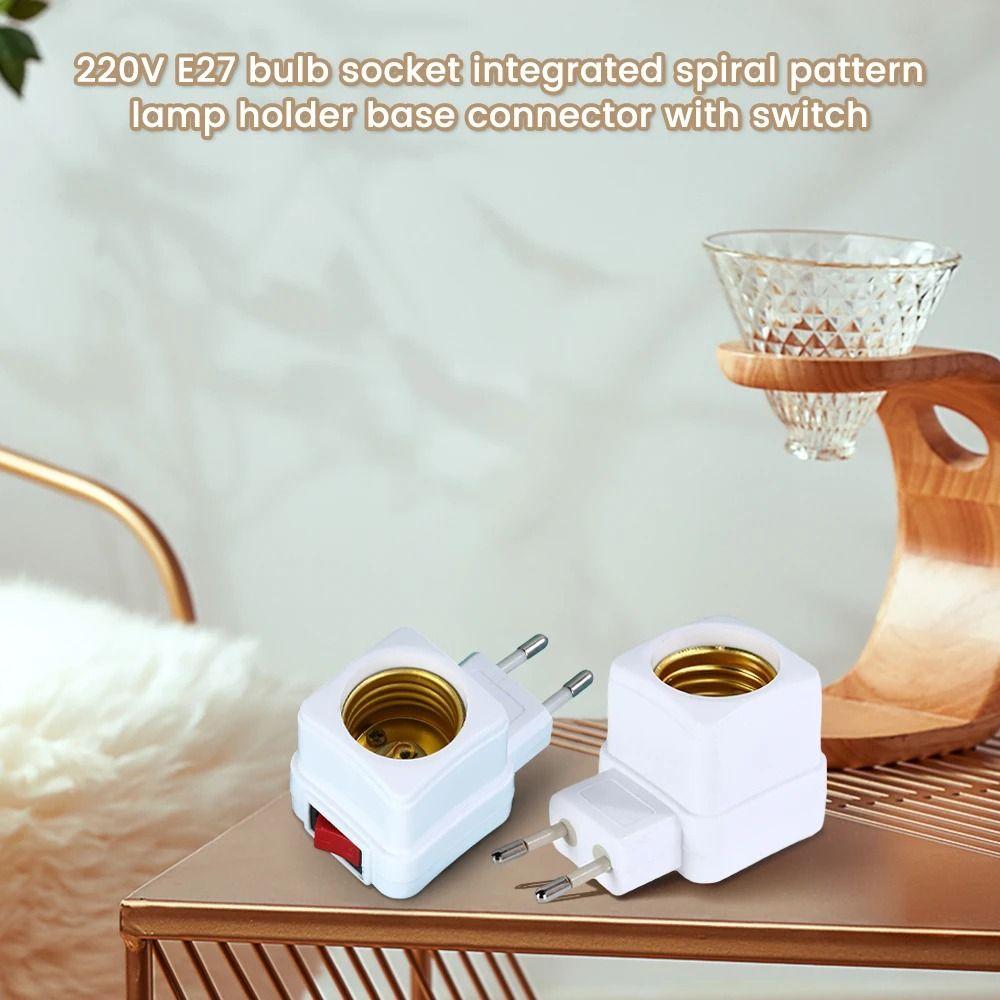 1/2Pcs Spiral Pattern Bulb Socket EU Plug Adapter E27 Thread Connector Durable Lamp Base