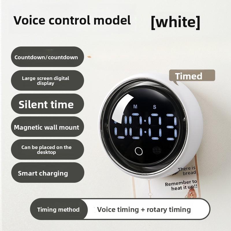 English Version Smart Voice Magnetic Timer Kitchen Alarm Clock Dual-Purpose English Version Timing Reminder3