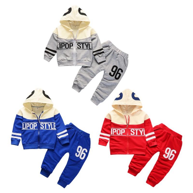 Весенне-осенний топ с капюшоном и длинными рукавами с принтом для мальчиков + брюки, комплект из 2 предметов