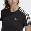 Adidas Футболка с круглым вырезом и буквенным принтом в комфортную полоску с короткими рукавами, женские топы, черный GL0777