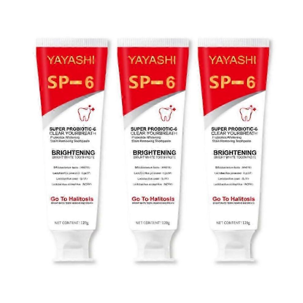 3x Sp-6 Probiotic Whitening Toothpaste Brightening Stain Removing Sp4 Fresh Breath Enzyme Toothpaste Whitening Teeth less
