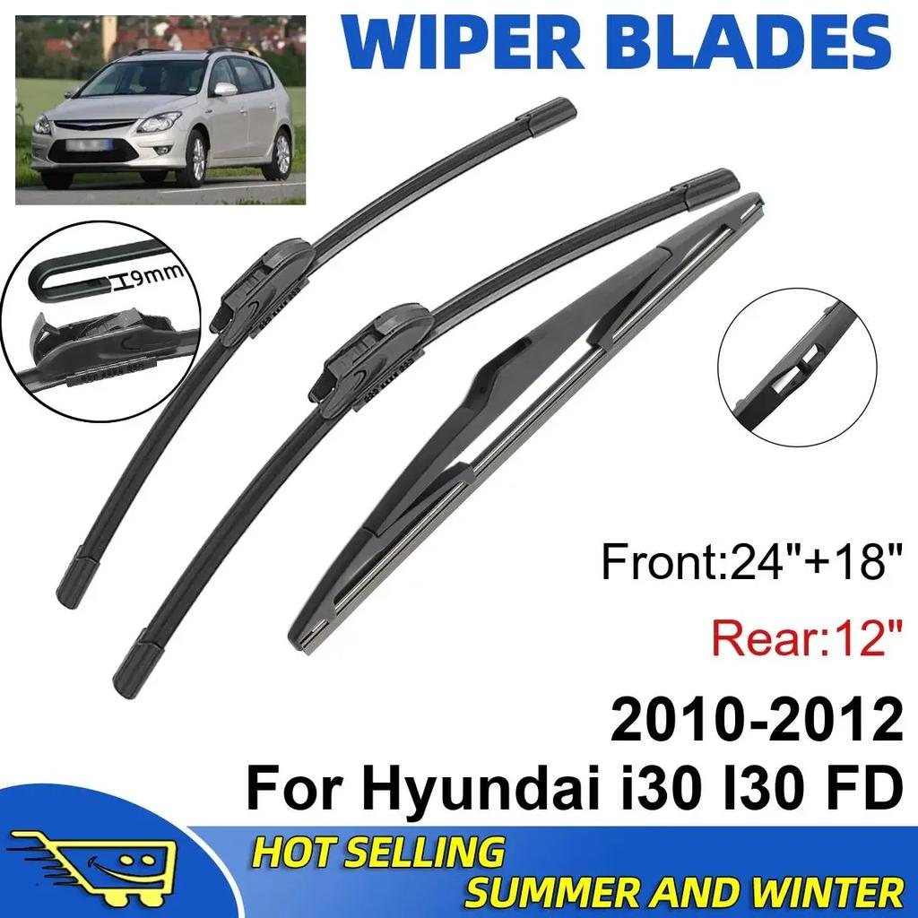 3 шт. Для Hyundai i30 I30 FD 2010-2012 24" + 18" + 12" Передние Задние Дворники Стеклоочистители Лобовое Стекло Окно Резак Аксессуары