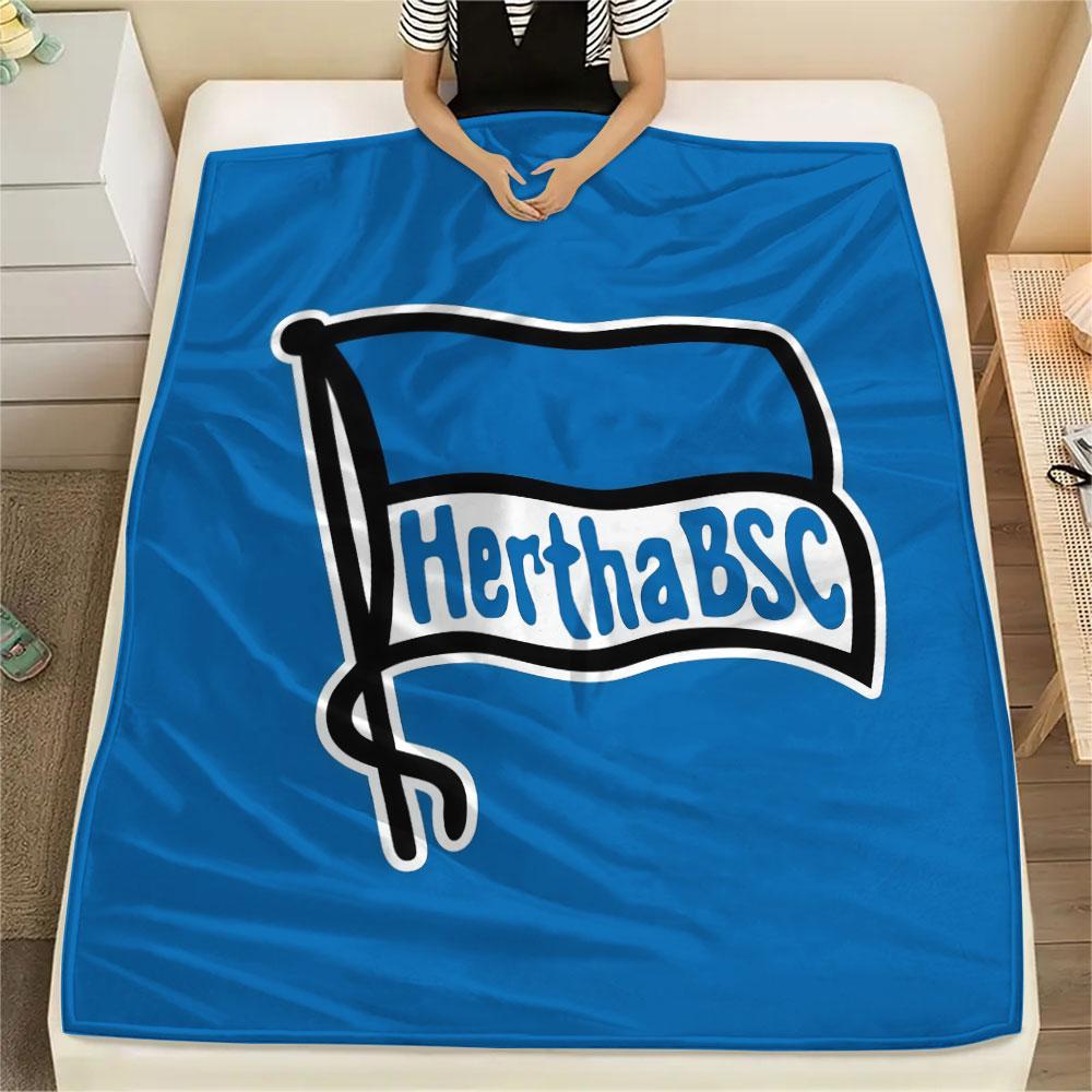 Hertha BSC Berlin Printed Flannel Blanket, soft throw for bedroom sofa, washable,soccer fan merchandise, great gift.