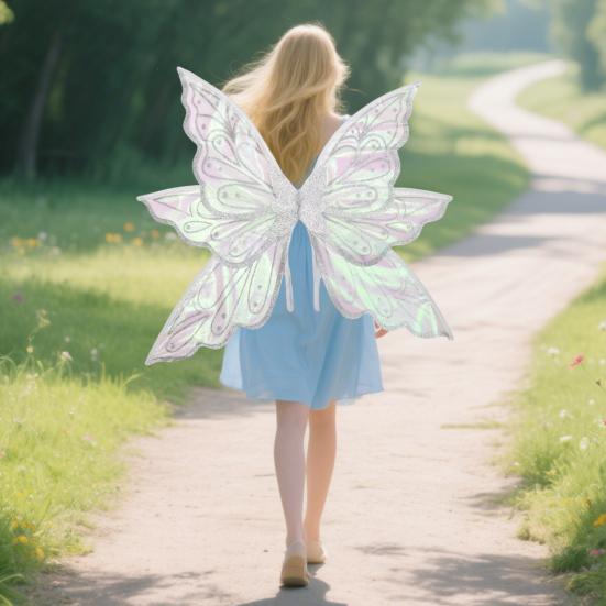 Fairy Wings for Girls Glitter Transparent Butterfly Wings Fairy Costume Halloween Angel Elf Dress Up Accessories for Masquerade Photography