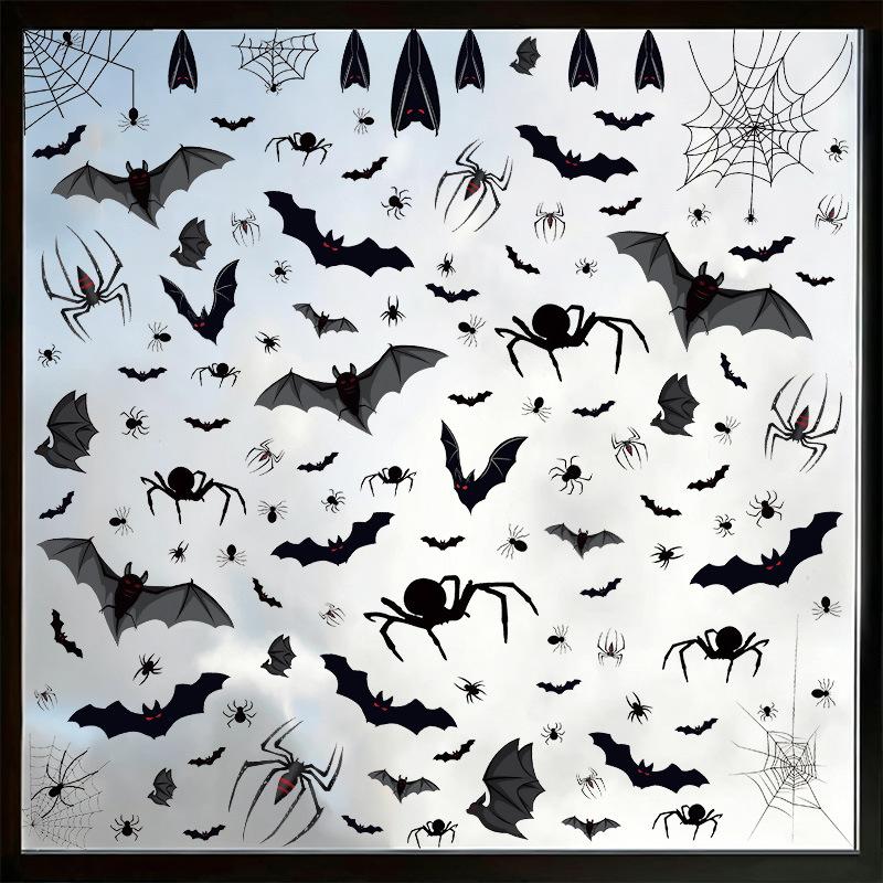 Halloween static sticker horror bat spider window sticker living room bedroom holiday party decoration pvc sticker