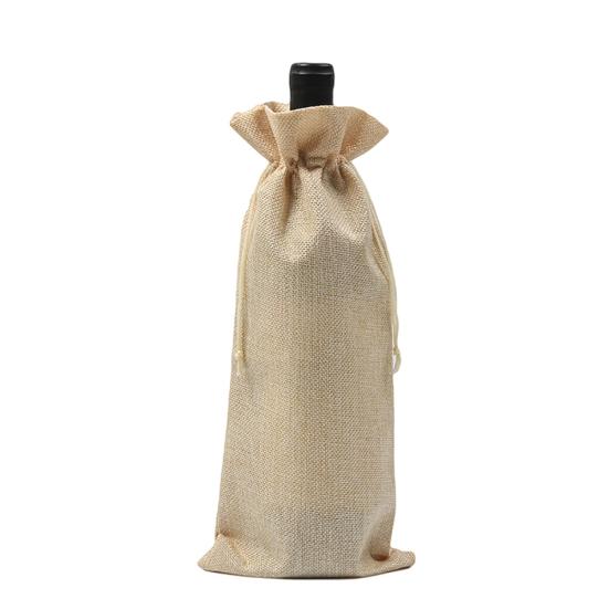 Деревенский льняной чехол для бутылки вина с завязкой, упаковочный мешок для свадебного декора