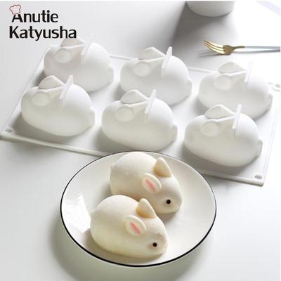 3D силиконовая форма в форме кролика, 6 гнезд, мусс, десерт, выпечка, кролик, форма для шоколада, формы для выпечки, украшения для кондитерских изделий, формы для рукоделия