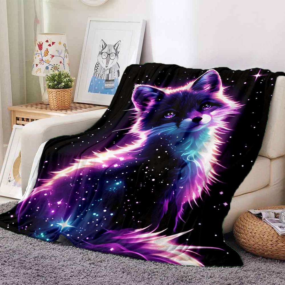 1Pc Galactic Fox Fantasy Blanket Soft And Comfortable Casual Warm Camping Travel Christmas Halloween Xmas Gift M924635