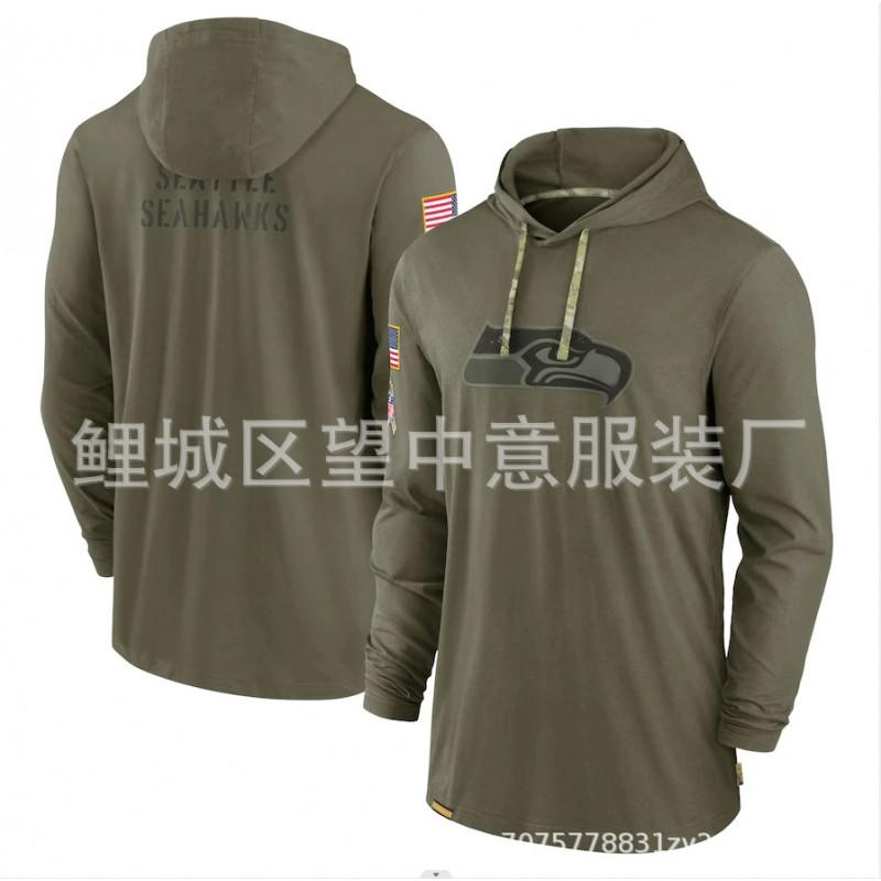 Mens Loose Long Sleeve Hooded T-Shirt NFL Football Graphic Print Sports Top
