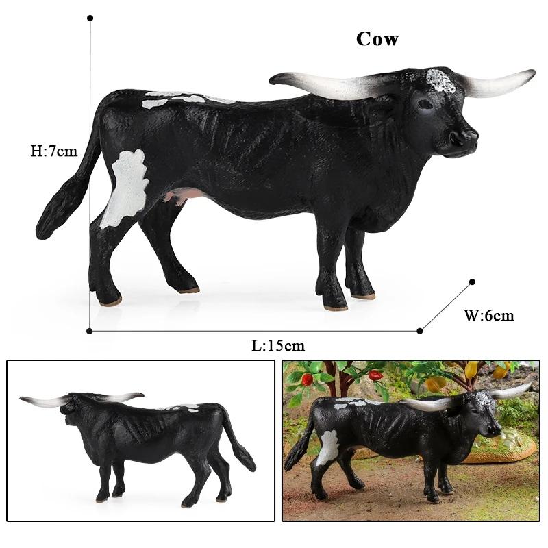 Oenux Фермерские животные Бой быков Ковбой Симуляция Домашняя птица Крупный рогатый скот Теленок Бык Вол Бык Коллекция фигурок ПВХ Модель Игрушка Детский подарок