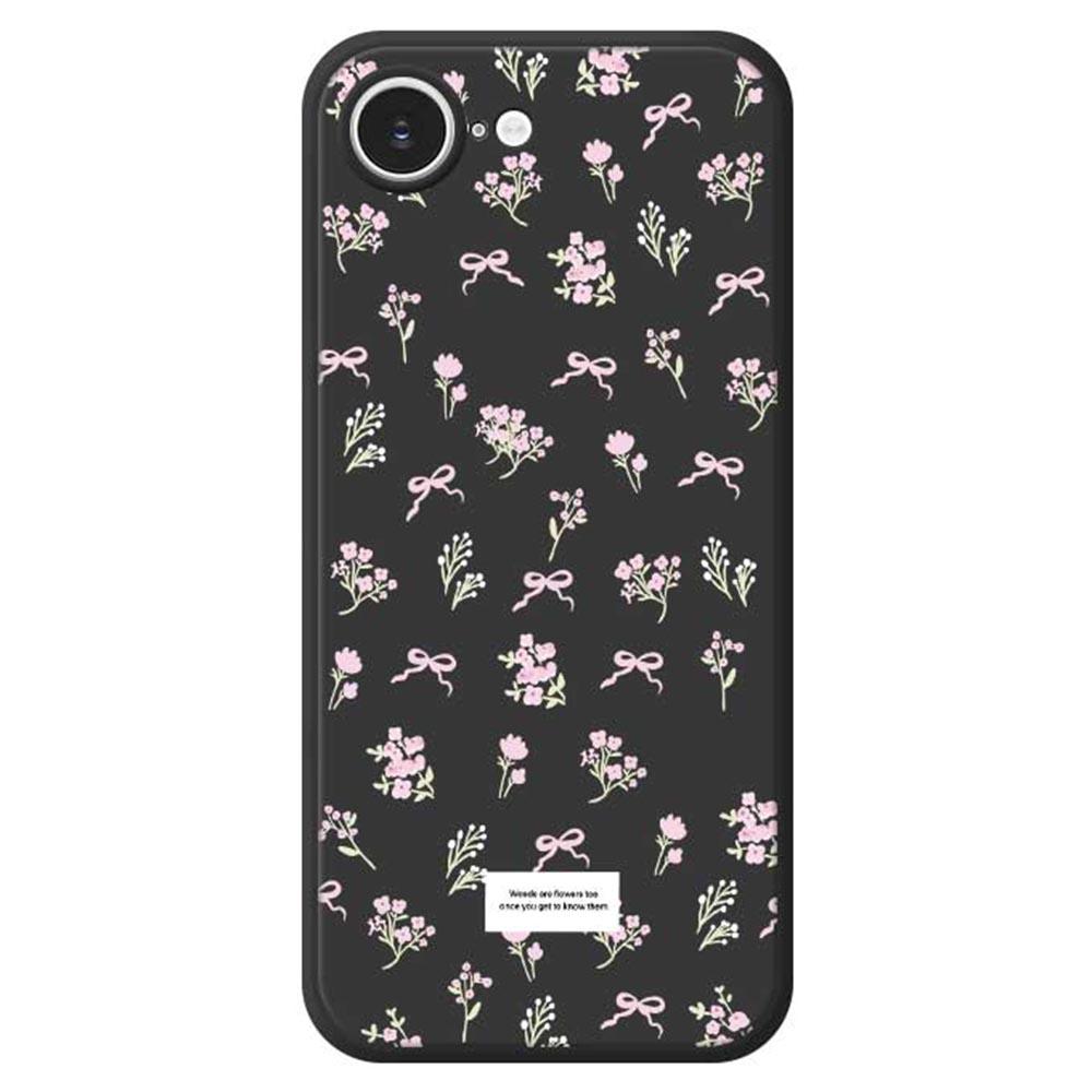 For iPhone 16e Case Cute Floral Pattern Printing Straight Edge TPU Phone Back Cover