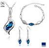 Женский хрустальный кулон из сплава, цепочка, ожерелье, серьги-гвоздики, комплект ювелирных изделий