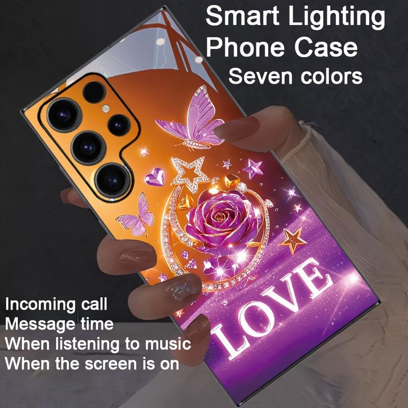 Светодиодный чехол Splash для Samsung Zfold 7 6 5 4 S25 S24 S23 S22 Ultra Plus с рисунком Сердце Лапка Разноцветный Умный чехол с голосовым управлением