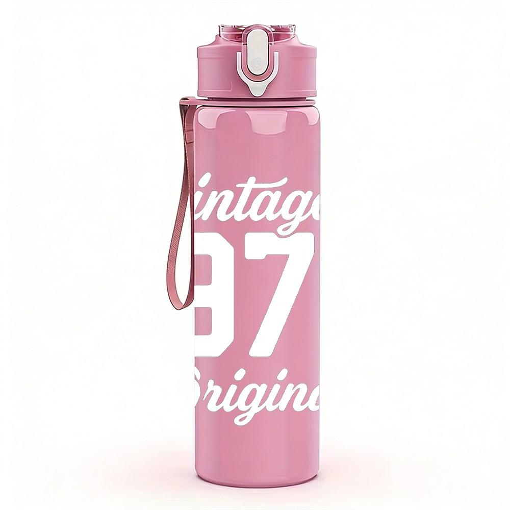1PC Vintage 1973 Original Text 750ml Color Plastic Sports Water Bottle Leakproof Flip Straw Lid Suitable for Sports Office Home Use