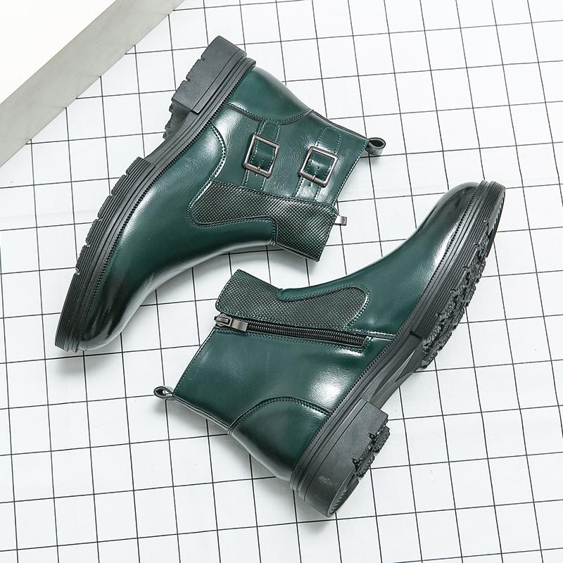 Модные итальянские кожаные сапоги чернильно-зеленого цвета, полусапожки темно-синего цвета, черные классические сапоги, деловые сапоги, коричневые зимние сапоги