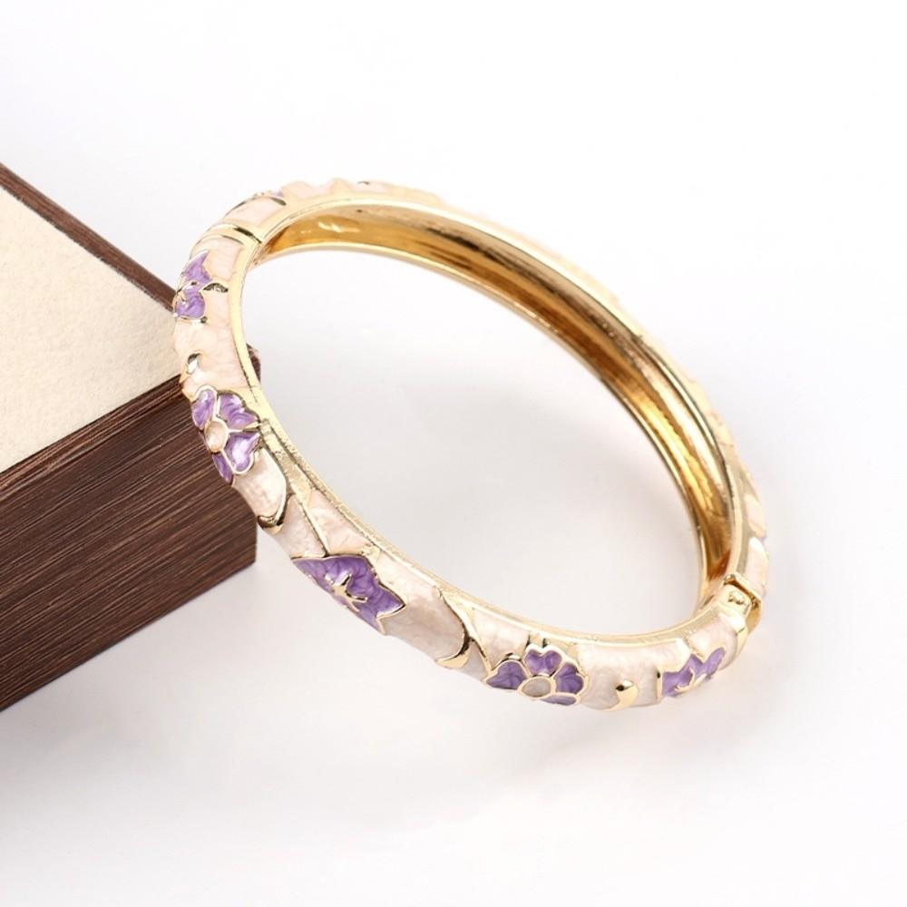 Enamel Vintage Cloisonne Bangle Traditional Women's Hand Bracelet Flower Bangle Ladies