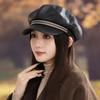 Windproof Pu Leather Beret Warm Painter Hat Fashion Octagonal Hat Ladies
