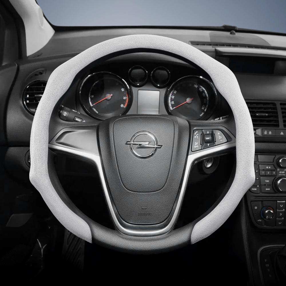 Подходит для Opel Премиальная замшевая накладка на руль с защелками, нескользящая и прочная, доступны для круглого и D-образного руля