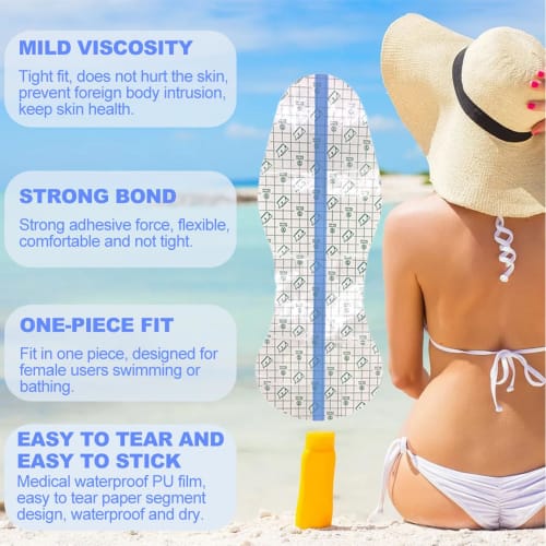 Swim Panty Liners | 4-Piece Menstrual Pads for Pool Use | Women's Private Patch Swim Panty Liners | Period Pads for Swimming, Safe, Waterproof, Femini