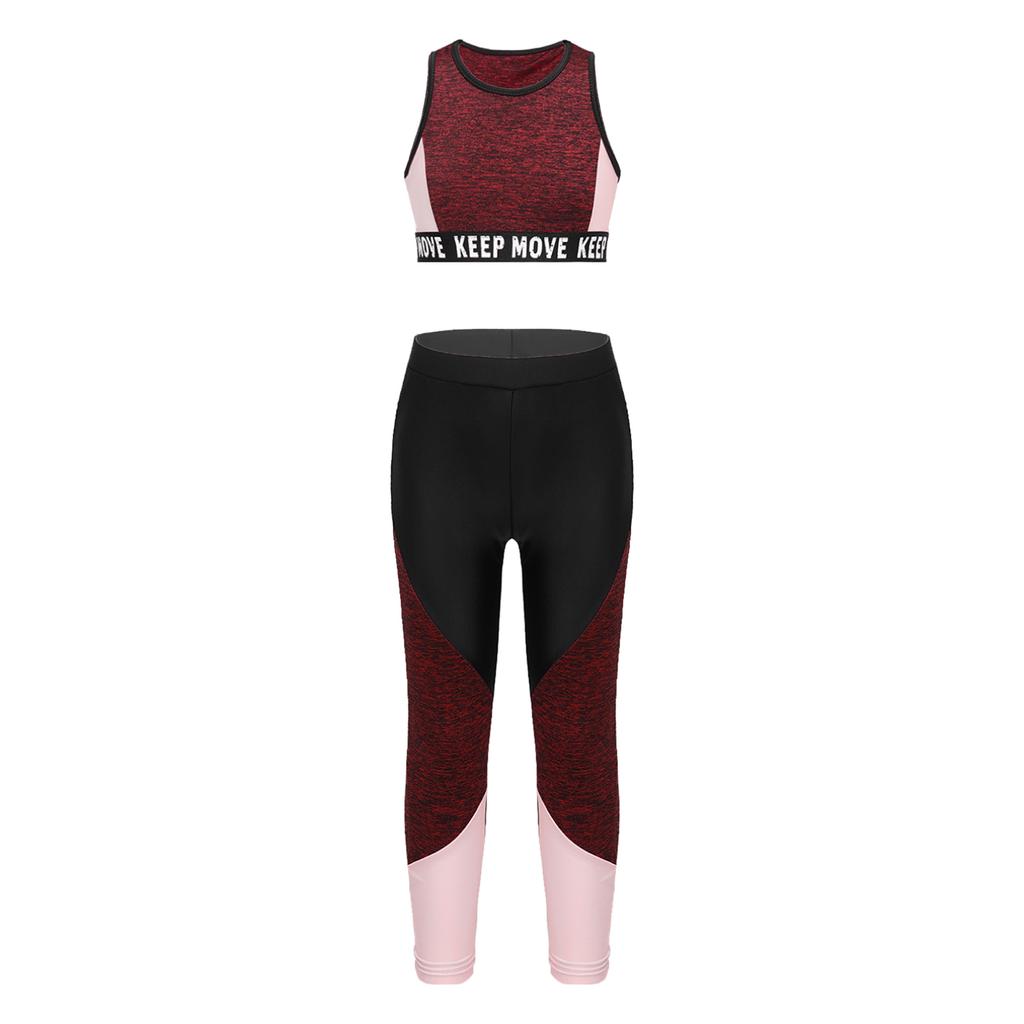 Детский спортивный костюм. Спортивный бюстгальтер для девочек с леггинсами. Спортивный спортивный костюм. Спортивная одежда для детей 4–16 лет.