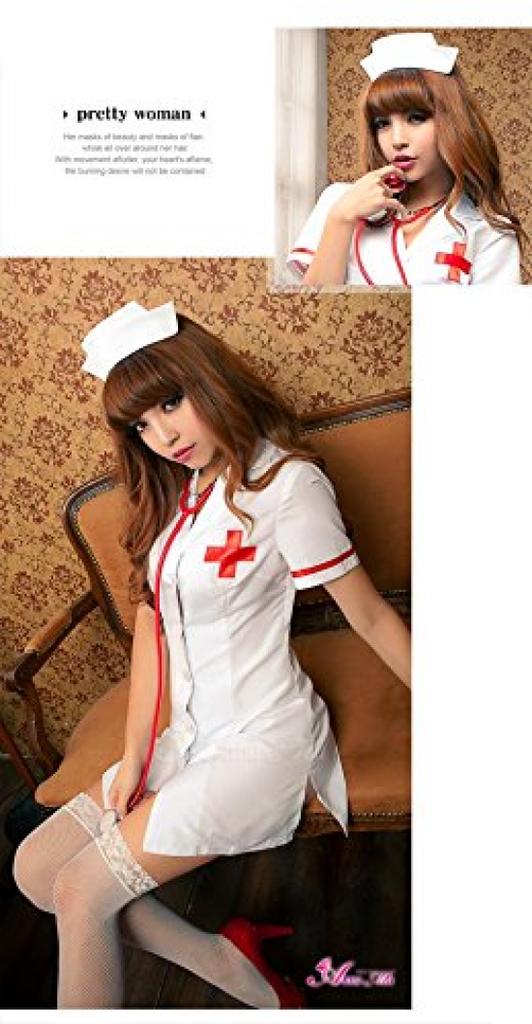 Униформа медсестры Косплей Униформа Цельный Медсестра Доктор Белый Халат Сексуальный Эротический Экстремальный Хэллоуин Белый M z1428 [Anna Mu] Женская