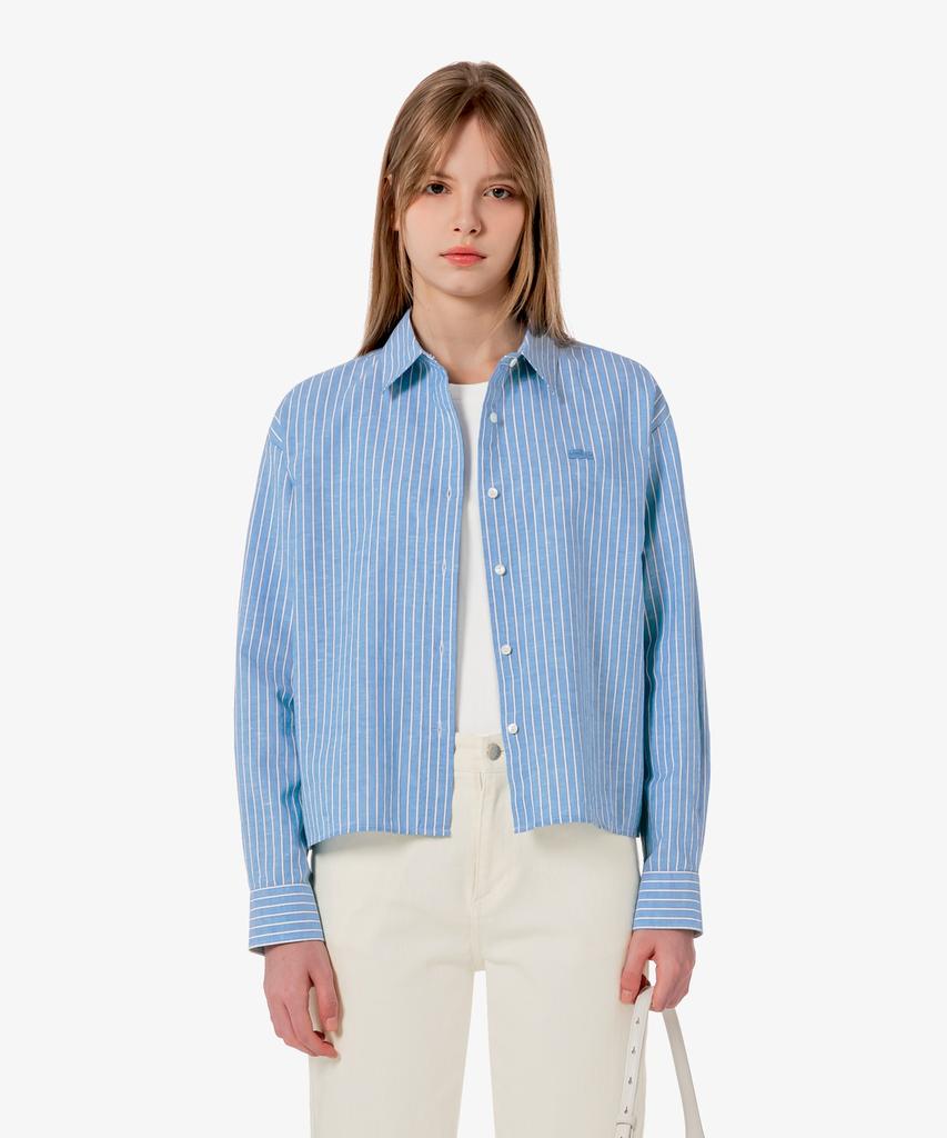 LACOSTE Women'S Cotton Linen Crop Shirt Cf006E-56G Jbk