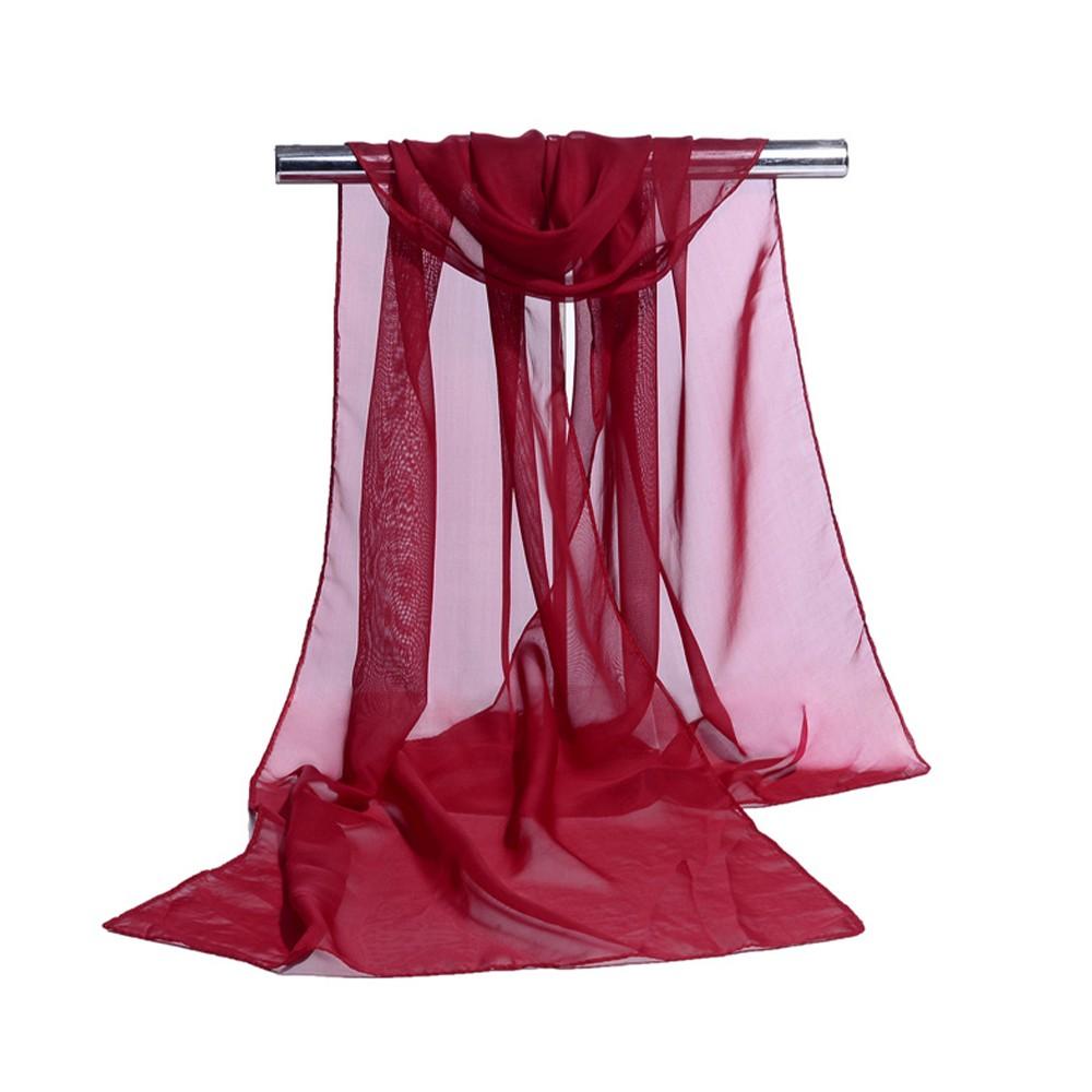 Однотонный Шарф-Палантин Для Женщин Сток На Шею Тонкий Женский Шифоновый