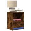 VidaXL Bedside Cabinet and LED Lights Smoked Oak Engineered Wood, Side Table, Bedside Cabinet, Side Table for 852027