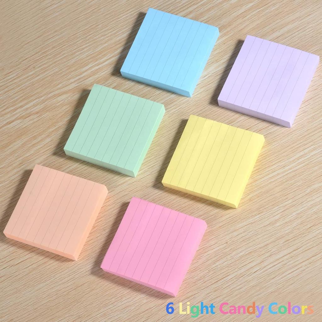 ZYTIN Pop Up Sticky Notes Lined 3x3 inch, Easy to Post Sticky Notes with Lines, 600 Sheet, Pink Purple Blue Yellow Green Orange Color, Office