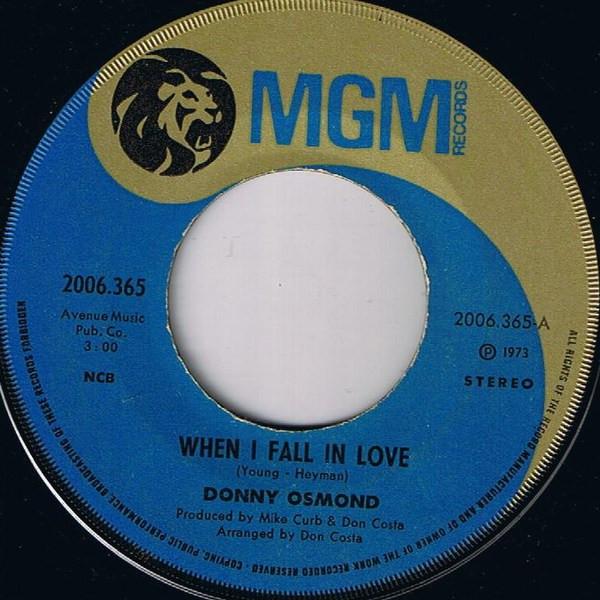 7-дюймовая пластинка DONNY OSMOND - When I Fall In Love 2006365 MGM Records 1973 Скандинавия Рок Б/У