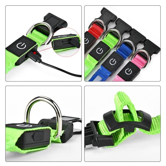 Светодиодный ошейник для собаки Перезаряжаемый светящийся ошейник для собаки 3 режима освещения Регулируемый светящийся ошейник для безопасности в ночное время Вечерние прогулки