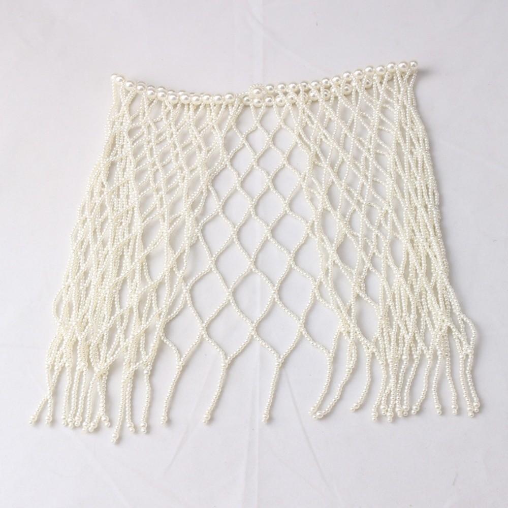 Elegant Pearl Waist Chain French Style Beaded Belt Pearls Tassel Shawl Girlfriend Gift