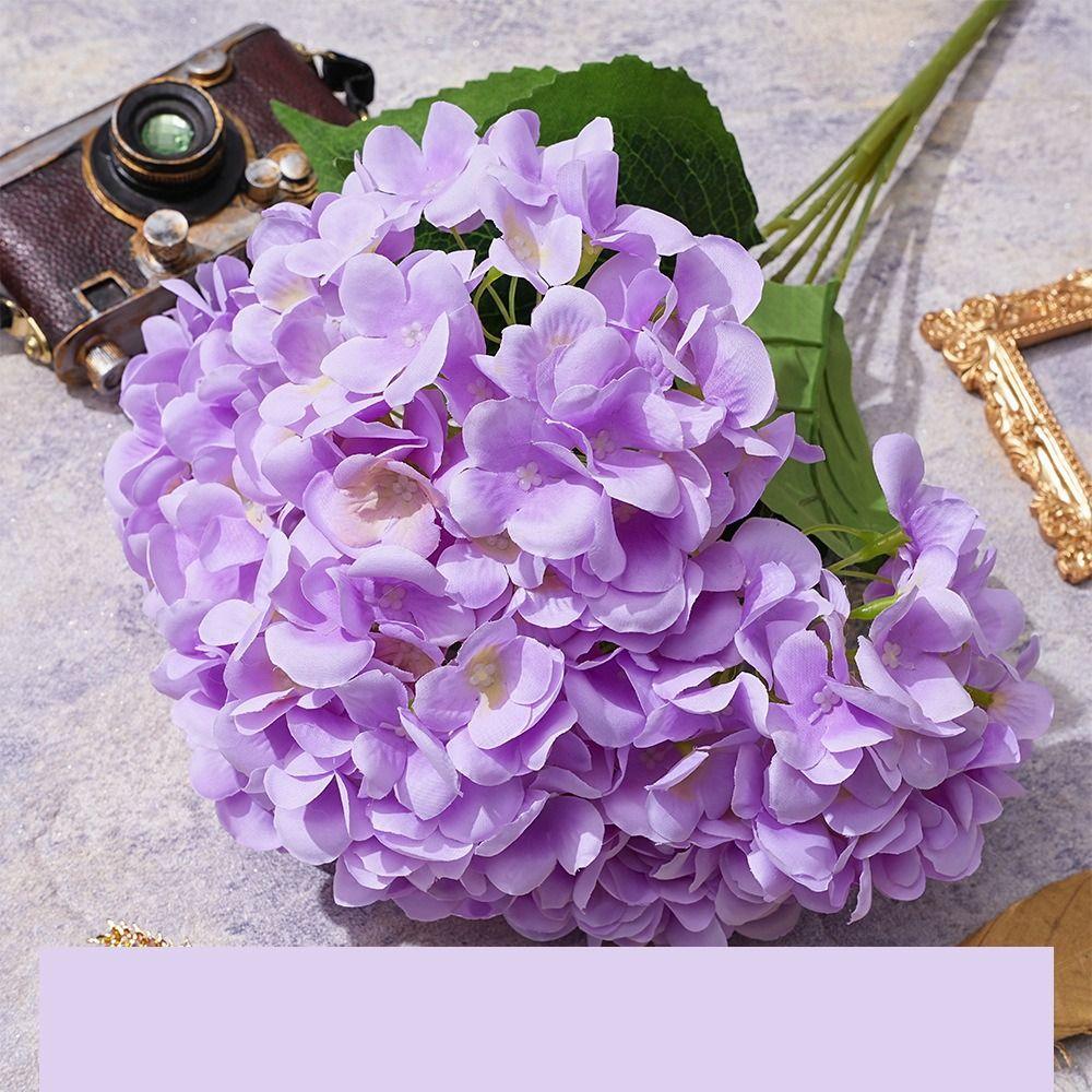 Silk Artificial Hydrangea 5 Heads Wedding Bridal Bouquet Decorative Fake Flowers  for Vases