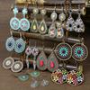12 Pairs Boho Vintage Style Earrings Set Dainty Chic Colorful Geometric Dangle Drop Earrings for Women Zircon Gifts