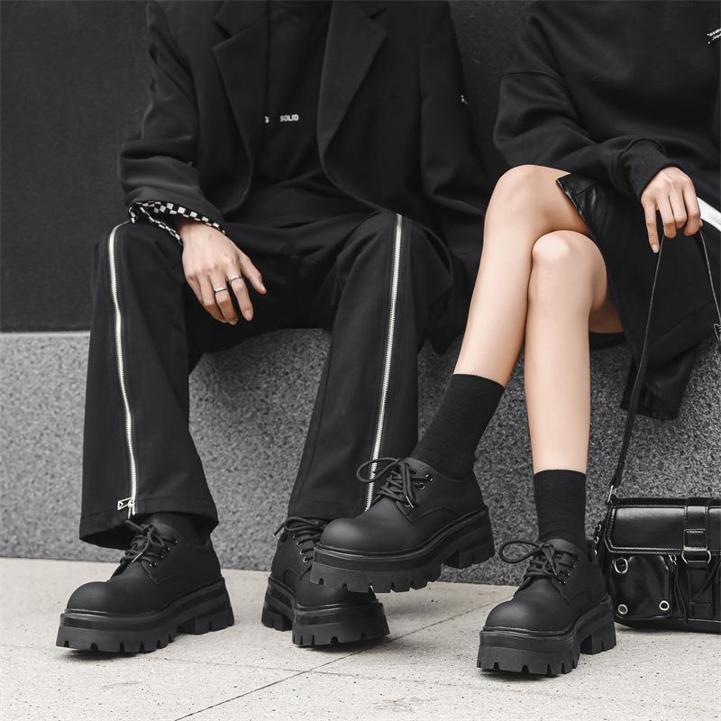 Британский стиль, маленькие кожаные туфли для пары, новые туфли с большой головкой, туфли-маффины на платформе, повседневные туфли дерби 6113-W