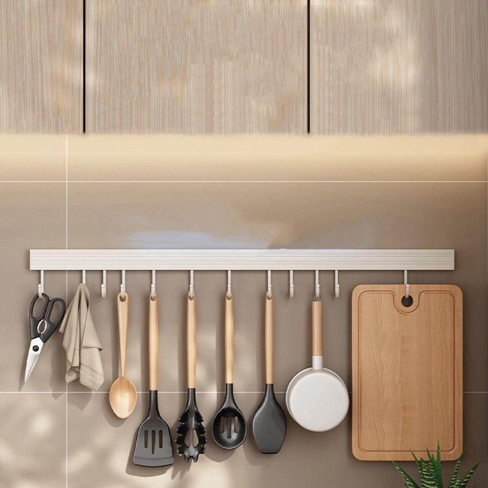 20/30/40/50cm Kitchen Utensils Rack Rail Kitchen Hook Rack Wall Hanging Rod Rack Kitchenware