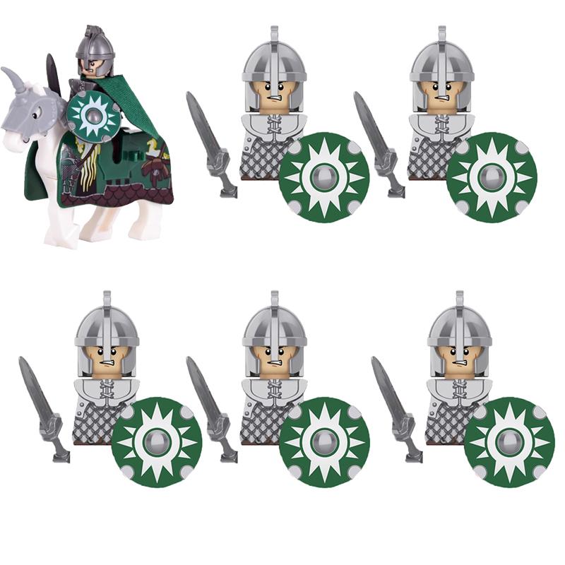 MOC Medieval Military Building Blocks Elven Warrior Orc Rohan Gondor Knight Character Set Animal Army Weapon Bow Crossbow Toy